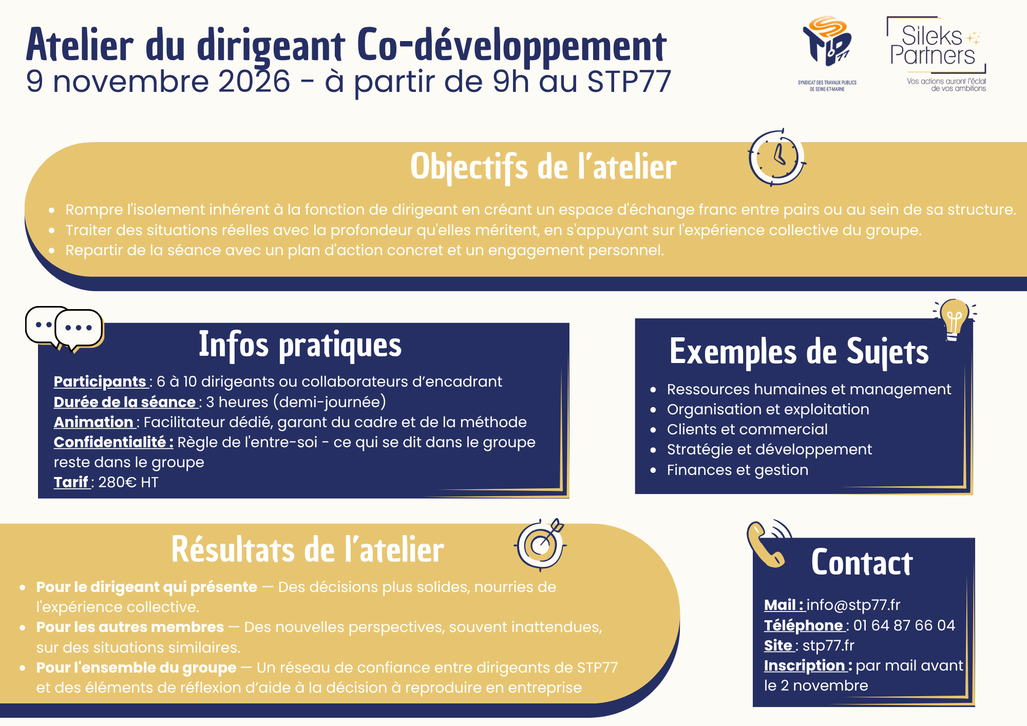 9 novembre 2026 - Atelier du dirigeant Co-développement