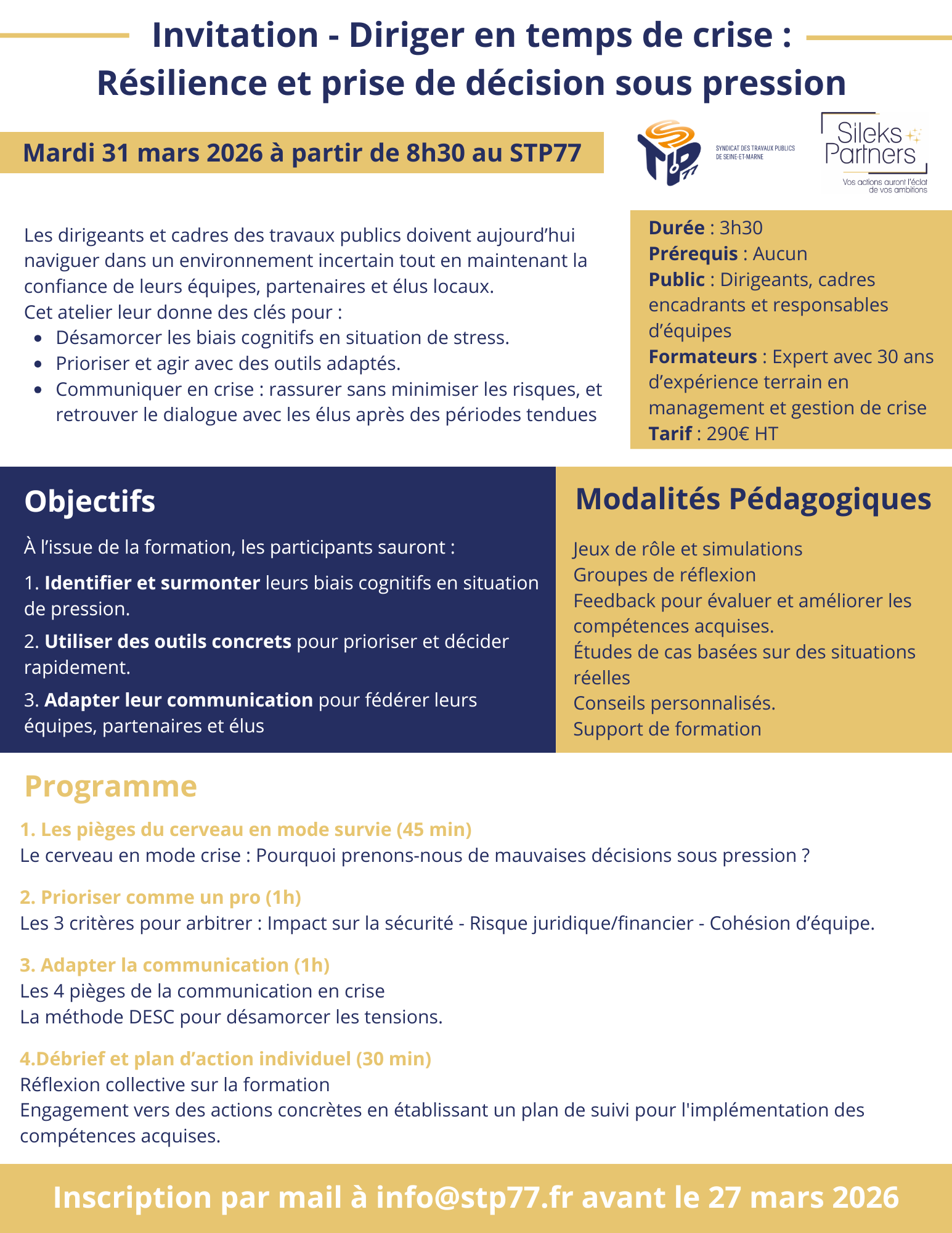 Invitation diriger en temps de crise